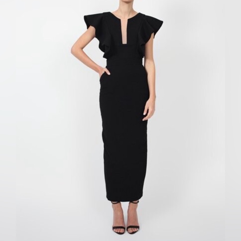 Few Moda Geisha flutter ruffle sleeve maxi dress
